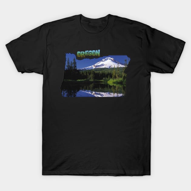 Oregon State Outline (Mount Hood) T-Shirt by gorff